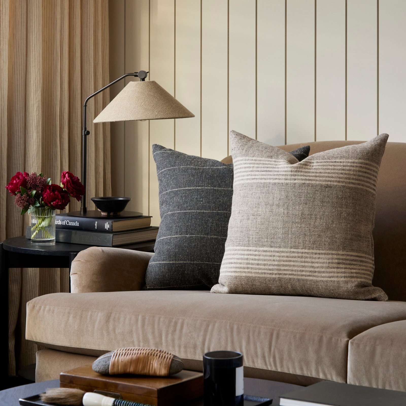 stockton stripe 22x22 pillow, graphite stockton stripe 22x22 pillow, graphite